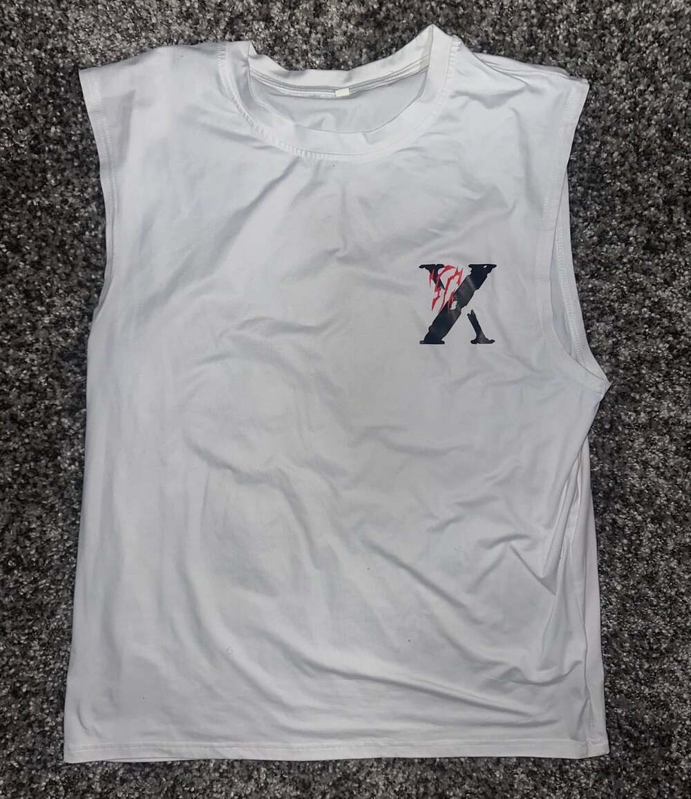 Unbranded White Sleeveless Graphic Tank Top with Letter X Print Size L